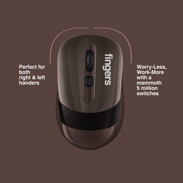 FINGERS AeroGrip Wireless Mouse with 2.4 GHz USB Receiver (Compatible with Windows, Mac & Linux | Ambidextrous)