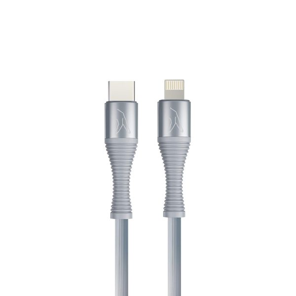 FINGERS FMC C-to-L Mobile Cable [Fast Charging (up to 20 W) & High-speed Data Transfer (speed up to 480 Mbps) | 1 meter, Steel Grey]