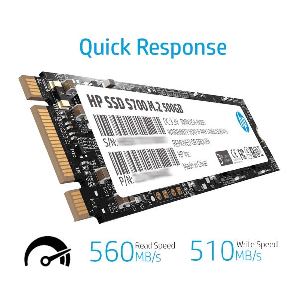 HP SSD S700 M.2 2280 500GB SATA III 3D TLC NAND Internal Solid State Drive (SSD), Black