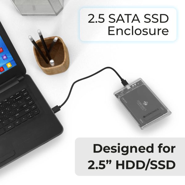 ZEBRONICS CSH01 2.5 SATA SSD Enclosure with Transparent case, Type C 3.1, Upto 5 gbps* and Upto 6TB Max Storage Capacity.