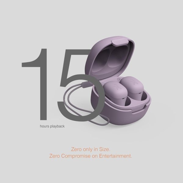 FINGERS SizeZero Pods2 World's Tiniest TWS Earbuds with 15-Hour Total Playtime, Quick Charge of 10 mins for 2-Hour Playtime, Built-in Mic with SNC™ Technology for Clear Calls (Lilac)