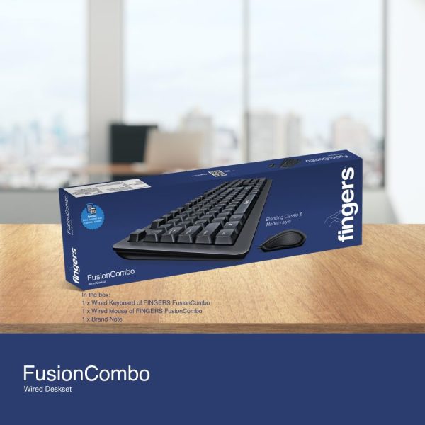 FINGERS FusionCombo Wired USB Keyboard and Mouse Set (Instant Access with 14 Quick Soft Touch Keys & Rupee Key)