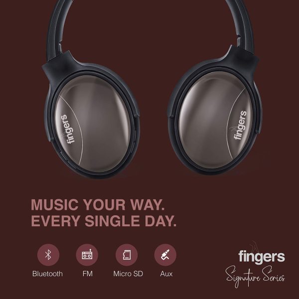 FINGERS Alloy H3 Wireless On-Ear Headset (Signature Series) with 30 hour playback time, Fast Charging and Multi-Functioned [Bluetooth® | FM Radio | MicroSD | AUX]