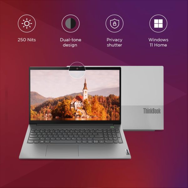 Lenovo AMD Thinkbook 15 G5 Ryzen 5 15.6" Fhd Antiglare 250 Nits Thin and Light Laptop (8Gb Ram/512Gb Ssd/Win 11 Home/Fingerprint Reader/Backlit/Mineral Grey/1 Year Onsite/1.7 Kg), 21Jf002Pin