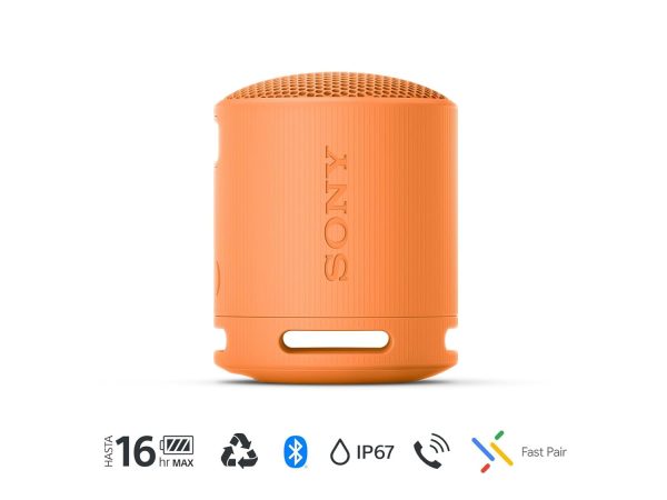 Sony SRS-XB100 Wireless Bluetooth Portable Lightweight Super Compact Travel Speaker, Extra Durable IP 67 Waterproof & Dustproof, 16 Hrs Batt, Versatile Strap, Extra Bass & Hands-Free Calling Orange