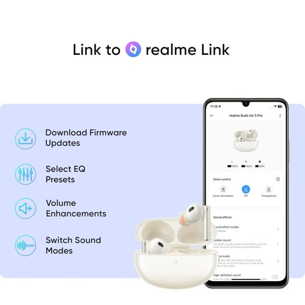 realme Buds Air 5 Pro Truly Wireless in-Ear Earbuds with 50dB ANC, realBoost Dual Coaxial Drivers, 360° Spatial Audio Effect, LDAC HD Audio, Upto 40Hrs Battery with Fast Charging (Astral Black)