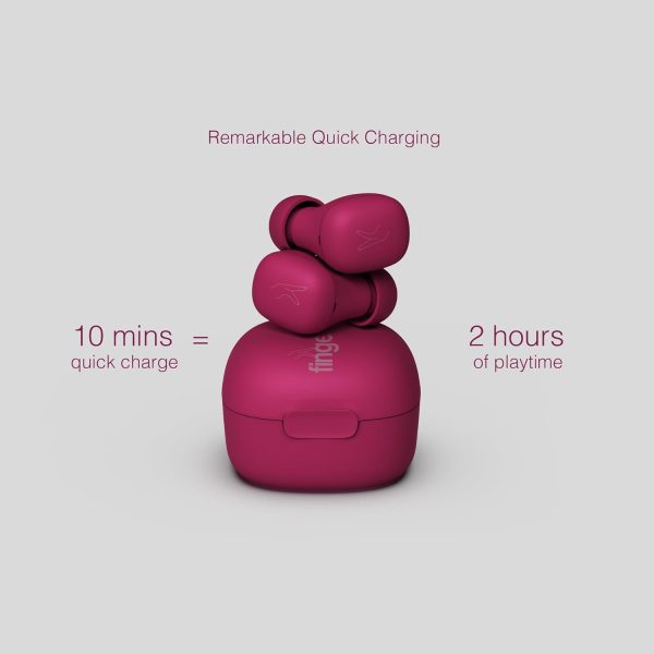 FINGERS SizeZero Pods2 World's Tiniest TWS Earbuds with 15-Hour Total Playtime, Quick Charge of 10 mins for 2-Hour Playtime, Built-in Mic with SNC™ Technology for Clear Calls (Plum)