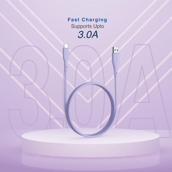 FINGERS COL-TypeC-02 Mobile Cable – USB to Type-C suitable for smartphones, Tablets and Type-C based devices, Fast Charging of up to 3.0 A Max & 480 Mbps Data Transfer - Soft Purple