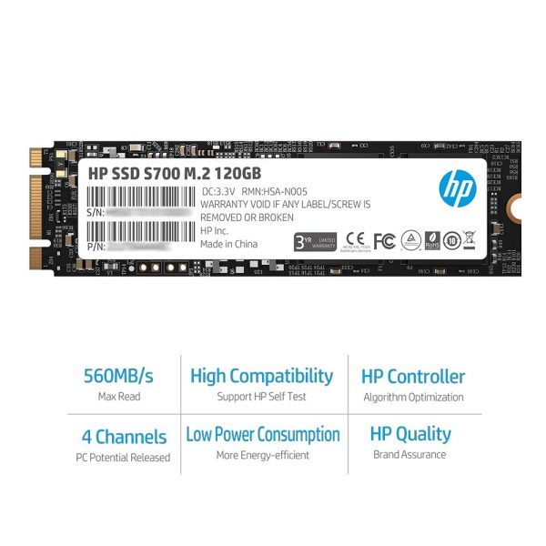 HP SSD S700 M.2 2280 120GB SATA III 3D TLC NAND Internal Solid State Drive (SSD)