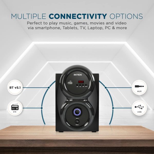 Intex Shine FMUB 2.1 CH 45W Multimedia Speaker with Bluetooth/AUX/USB/FM