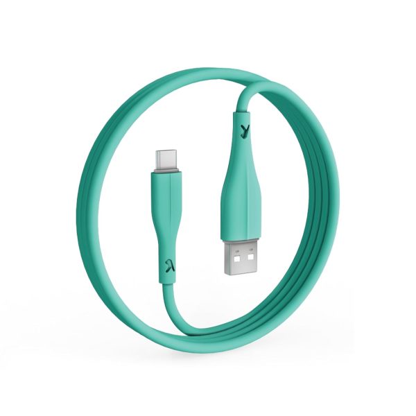 FINGERS COL-TypeC-02 Mobile Cable – USB to Type-C suitable for smartphones, Tablets and Type-C based devices, Fast Charging of up to 3.0 A Max & 480 Mbps Data Transfer (Cyan Green)