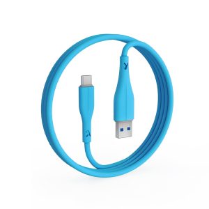 FINGERS COL-TypeC-02 Mobile Cable – USB to Type-C suitable for smartphones, Tablets and Type-C based devices, Fast Charging of up to 3.0 A Max & 480 Mbps Data Transfer- Sea Blue