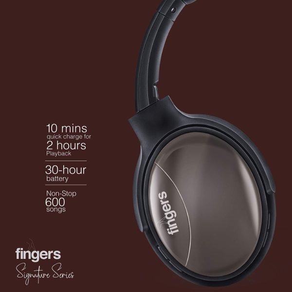 FINGERS Alloy H3 Wireless On-Ear Headset (Signature Series) with 30 hour playback time, Fast Charging and Multi-Functioned [Bluetooth® | FM Radio | MicroSD | AUX]