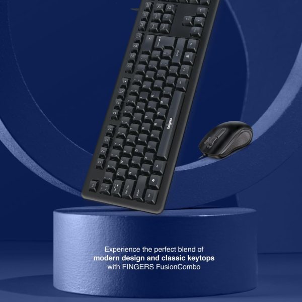 FINGERS FusionCombo Wired USB Keyboard and Mouse Set (Instant Access with 14 Quick Soft Touch Keys & Rupee Key)