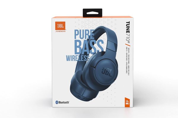 JBL Tune 710BT by Harman, 50 Hours Playtime with Quick Charging Wireless Over Ear Headphones with Mic, Dual Pairing, AUX & Voice Assistant Support for Mobile Phones (Blue)