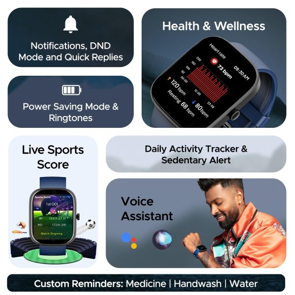 boAt Wave Convex 1.96" (4.9 cm) AMOLED Display, Advanced Bluetooth Calling, Coins, DIY Watch Face Studio, Female Wellness, Energy & Sleep Score, IP67, Smart Watch for Men & Women(Dark Blue)