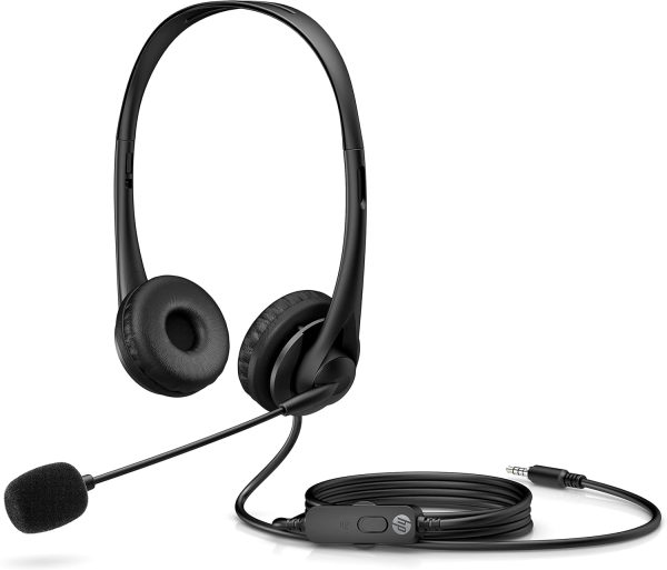 Hp Stereo 3.5Mm G2 Wired Over Ear Headphones with Vegan Leather Earcups, with Mic, Volume Control and Mute Button (428H6Aa, Black)