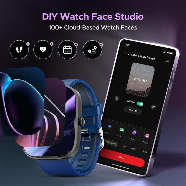 boAt Wave Convex 1.96" (4.9 cm) AMOLED Display, Advanced Bluetooth Calling, Coins, DIY Watch Face Studio, Female Wellness, Energy & Sleep Score, IP67, Smart Watch for Men & Women(Dark Blue)