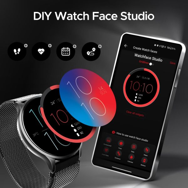 boAt Lunar Orb w/ 1.45" (3.6 cm) AMOLED Display, BT Calling, DIY Watch Face Studio, Coins, Crest App Health Ecosystem, Live Cricket & Football Scores, IP67, Smart Watch for Men & Women(Metal Black)