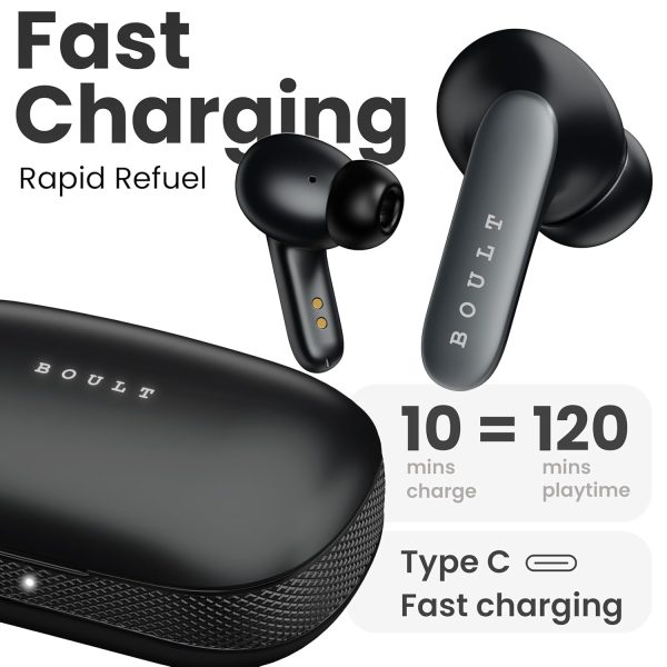 Boult Audio Z20 Pro Truly Wireless Bluetooth Ear buds with 60 Hours Playtime, 4 Mics Clear Calling, Made in India, 45ms Low Latency, Rich Bass Drivers, IPX5, TWS earbuds bluetooth wireless (Jet Black)