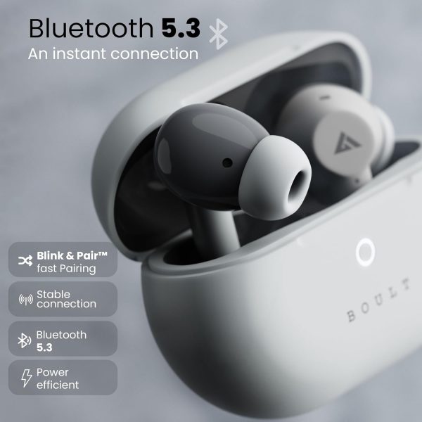 Boult Audio K40 True Wireless in Ear Earbuds with 48H Playtime, Clear Calling 4 Mics, 45ms Low Latency Gaming, Premium Grip, 13mm Bass Drivers, Type-C Fast Charging, BTv 5.3 Ear Buds TWS (Ivory White)