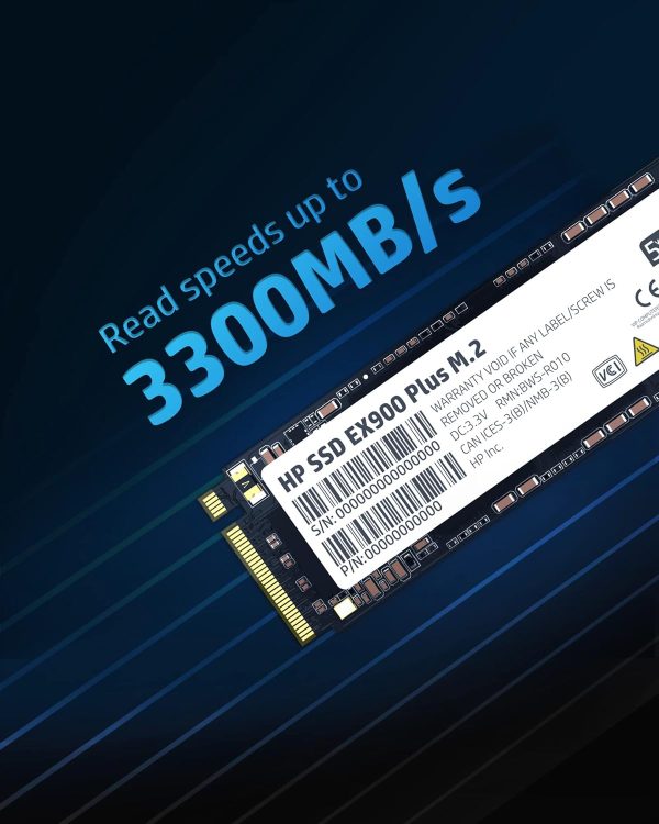 HP EX900 Plus 1TB NVMe SSD - GEN 3.0 X 4 PCIe 8Gb/s 3D NAND M.2 Cache Internal Solid State Drive Up to 3300 MB/s - 35M34AA#ABA