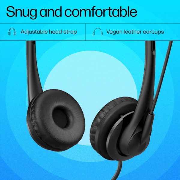 Hp Stereo 3.5Mm G2 Wired Over Ear Headphones with Vegan Leather Earcups, with Mic, Volume Control and Mute Button (428H6Aa, Black)