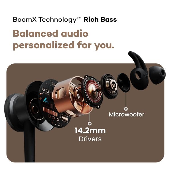 Boult Audio XCharge Wireless in Ear Bluetooth Earphones with ENC Mic, 28H Playtime, Type-C Fast Charging (15Min=15Hrs Playtime), Made in India, Biggest 14.2mm Bass Drivers Neckband (Red)