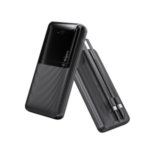 FINGERS PowerPump-65 Power Bank (20,000 mAh Li-Polymer, 65W Fast Charging, Quad Output, Built-in Type-C & Lightning Cables, Type-C with Power Delivery Technology & Quick Charge (QC)