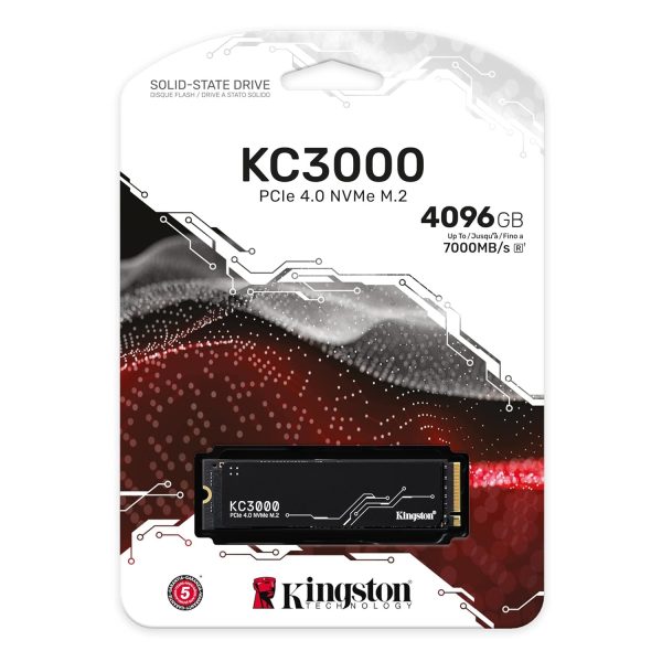 Kingston KC3000 PCIe 4.0 NVMe M.2 SSD - High-Performance Storage for Desktop and Laptop PCs -SKC3000D/4096G, 7,000MB/s Read, 7,000MB/s Write, Black