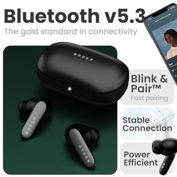 Boult Audio Z20 Pro Truly Wireless Bluetooth Ear buds with 60 Hours Playtime, 4 Mics Clear Calling, Made in India, 45ms Low Latency, Rich Bass Drivers, IPX5, TWS earbuds bluetooth wireless (Jet Black)