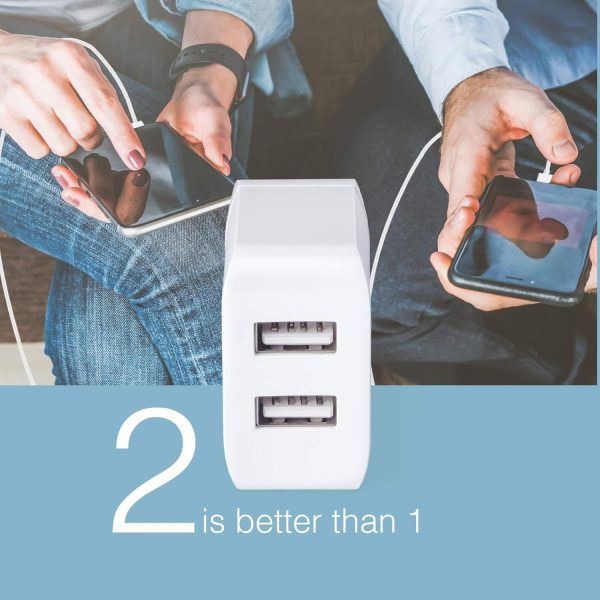 FINGERS PA-Dual USB Ports Power Mobile Adapter for Cellular Phones (White)