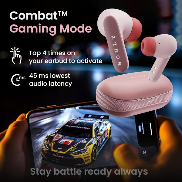 Boult Audio Newly Launched Z20 Pro Truly Wireless Bluetooth Ear Buds with 60 Hours Playtime, 4 Mics Clear Calling, 45ms Low Latency, Rich Bass Drivers, TWS Earbuds Bluetooth Wireless (Candy Cane)