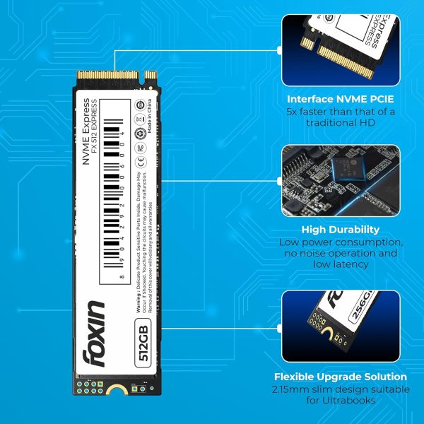 Foxin SSD 256GB NVME | Internal Hard Disk with Micron Chipset, SMI Controller, PCIE 3.0 Interface | Ultra-Low Power Consumption, 5 Years Limited Warranty