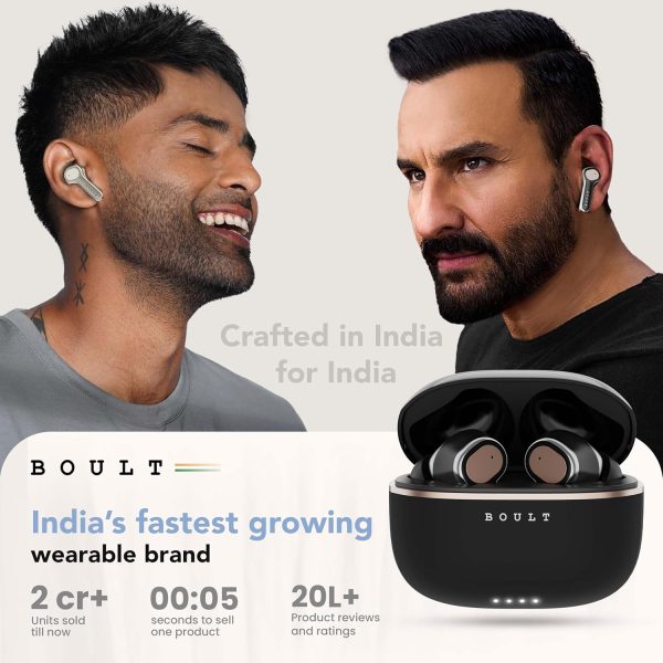 Boult Z40 Ultra ANC in Ear Earbuds with 100H Playtime, Dual Device Pairing, 32dB Active Noise Cancellation, 4 Mics Calling, 45ms Low Latency Gaming, Made in India, IPX5 Bluetooth ANC Ear Buds (Black)