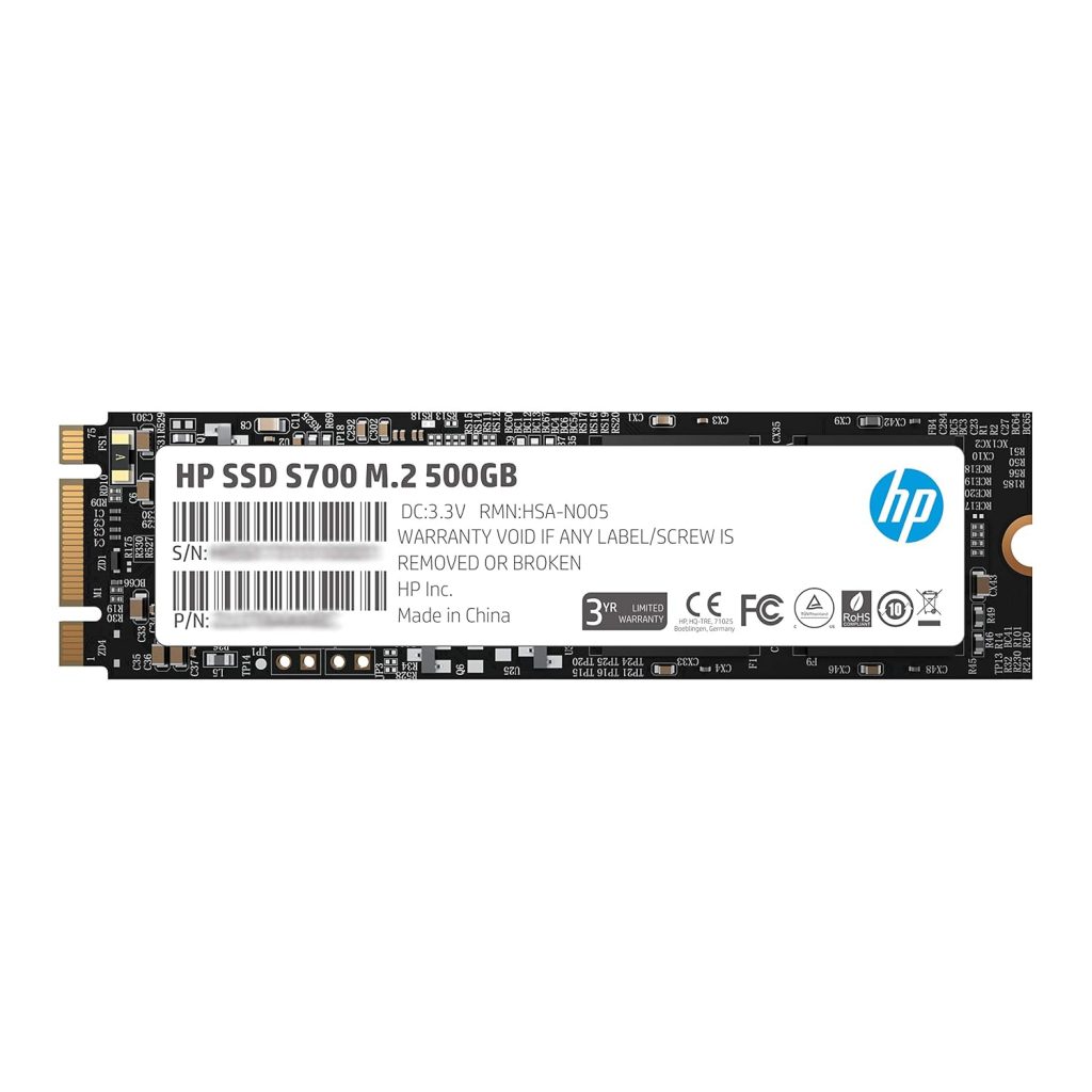 HP SSD S700 M.2 2280 500GB SATA III 3D TLC NAND Internal Solid State Drive (SSD), Black