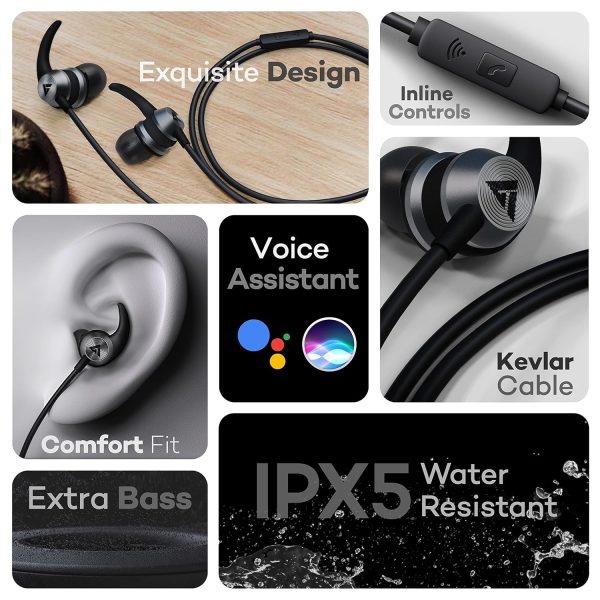 Boult Audio X1 Pro Wired Earphones with Type-C Port, 10mm Bass Drivers, Inline Controls, IPX5 Water Resistant, Comfort Fit earphones wired headphones with mic, Type C earphones, Voice Assistant (Blue)