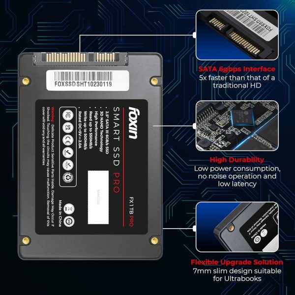 Foxin 1TB PRO SSD | Hard Disk with 3D NAND Technology & 2.5 Inch SATA III 6GB/S Speed with 5 Years Limited Warranty