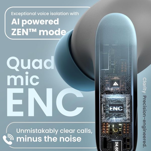 Boult Audio Newly Launched Z20 Pro, Truly Wireless Bluetooth Ear Buds with 60 Hours Playtime, 4 Mics Clear Calling, 45ms Low Latency, Rich Bass Drivers, TWS Earbuds Bluetooth Wireless (Powder Blue)