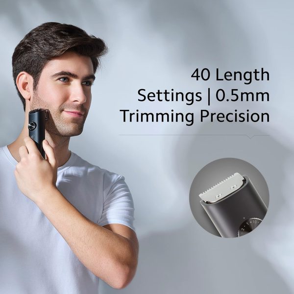 MI Xiaomi Corded + Cordless Beard Trimmer 2 with Type-C Fast Charging, LED Display, Waterproof, 40 Length Settings, Stainless Steel Blades, 90 mins Cordless Runtime, Travel Lock, Black