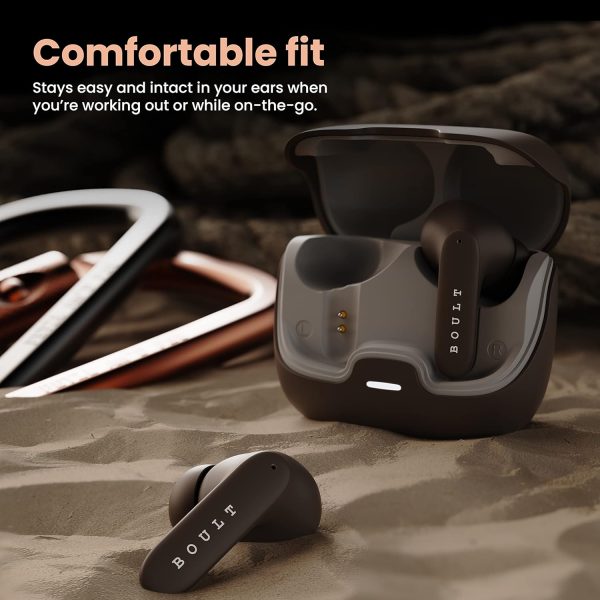 Boult Audio Z40 True Wireless in Ear Earbuds with 60H Playtime, Zen™ ENC Mic, Low Latency Gaming, Type-C Fast Charging, Made in India, 10mm Rich Bass Drivers, IPX5, Bluetooth 5.3 Ear Buds TWS (Brown)