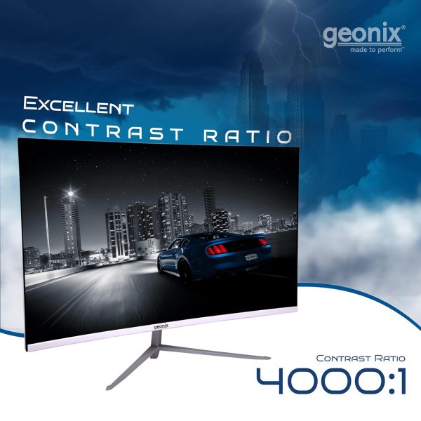 GEONIX Neon 27 Inch LED Curved Monitor 68.58 CM(27''),75Hz Refresh Rate,4000:1 Contrast Ratio,Max. Res. 1920X1080(16:9),8ms Response Time, 16.7M(8Bit) Display Color with 2X2W Built in Speaker,White