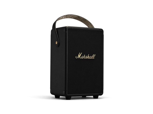 Marshall Tufton Portable Bluetooth Speaker with 20+ Hours of Portable Playtime, (360° Sound), Water-Resistant (IPX2) - Black & Brass.