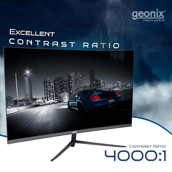 GEONIX Neon 27 Inch LED Curved Monitor 68.58 CM(27''),75Hz Refresh Rate,4000:1 Contrast Ratio,Max. Res. 1920X1080(16:9),8ms Response Time, 16.7M(8Bit) Display Color with 2X2W Built in Speaker,Black