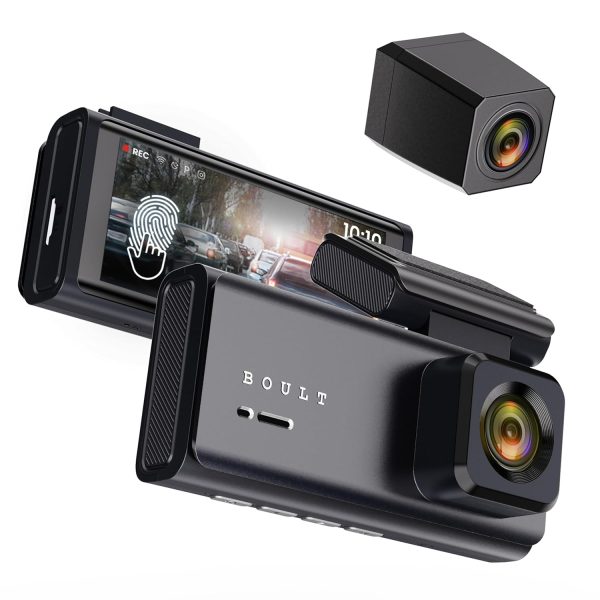 Boult Cruisecam X3 Dashcam 2K+4MP & 1080p+2MP Recording | 3.7" Touch Screen | 145° Wide Angle | App Control | Night Vision | Supercapacitor | G-Sensor| Easy DIY Dual Dash Camera for Car Front and Rear