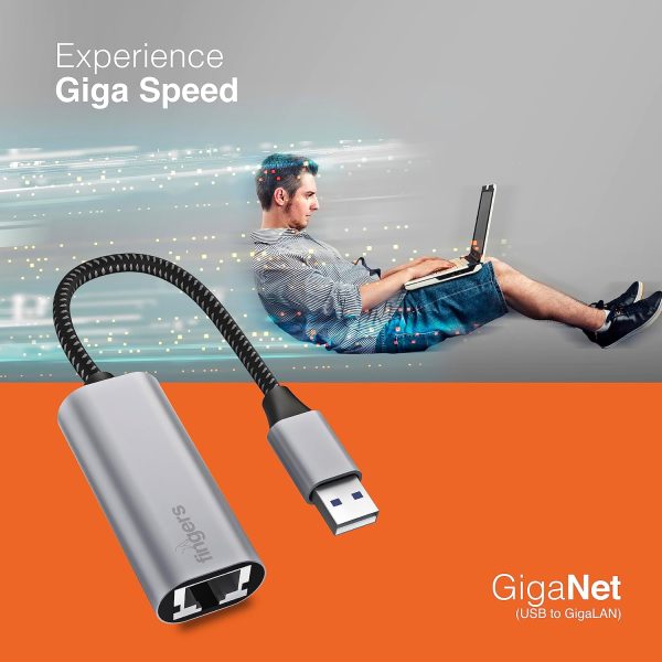 FINGERS GigaNet USB-A to Giga LAN Ethernet Adapter – Super High Speed Data Transfer up to 1 Gbps, Plug-n-Play, Ultra-Portable, Compatible with Windows, macOS, Android, and more