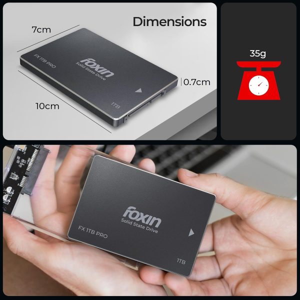 Foxin 1TB PRO SSD | Hard Disk with 3D NAND Technology & 2.5 Inch SATA III 6GB/S Speed with 5 Years Limited Warranty