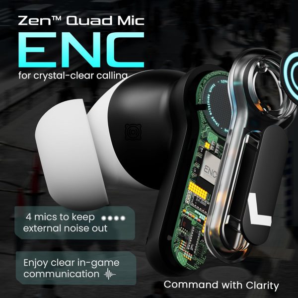 Boult Audio Z40 Gaming in Ear Earbuds with 60H Playtime, Dual Device Pairing, Built-in App Support, 40ms Ultra Low Latency, Quad Mic ENC, RGB LEDs, Bluetooth 5.4, IPX5 Ear Buds TWS (Electric White)