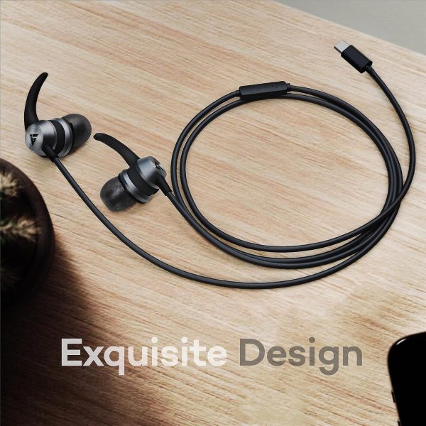 Boult Audio X1 Pro Wired Earphones with Type-C Port, 10mm Bass Drivers, Inline Control, IPX5 Water Resistant, Comfort Fit earphones wired headphones with mic, Type C earphones, Voice Assistant (Black)