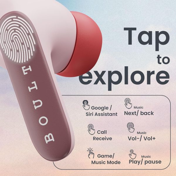 Boult Audio Newly Launched Z20 Pro Truly Wireless Bluetooth Ear Buds with 60 Hours Playtime, 4 Mics Clear Calling, 45ms Low Latency, Rich Bass Drivers, TWS Earbuds Bluetooth Wireless (Candy Cane)